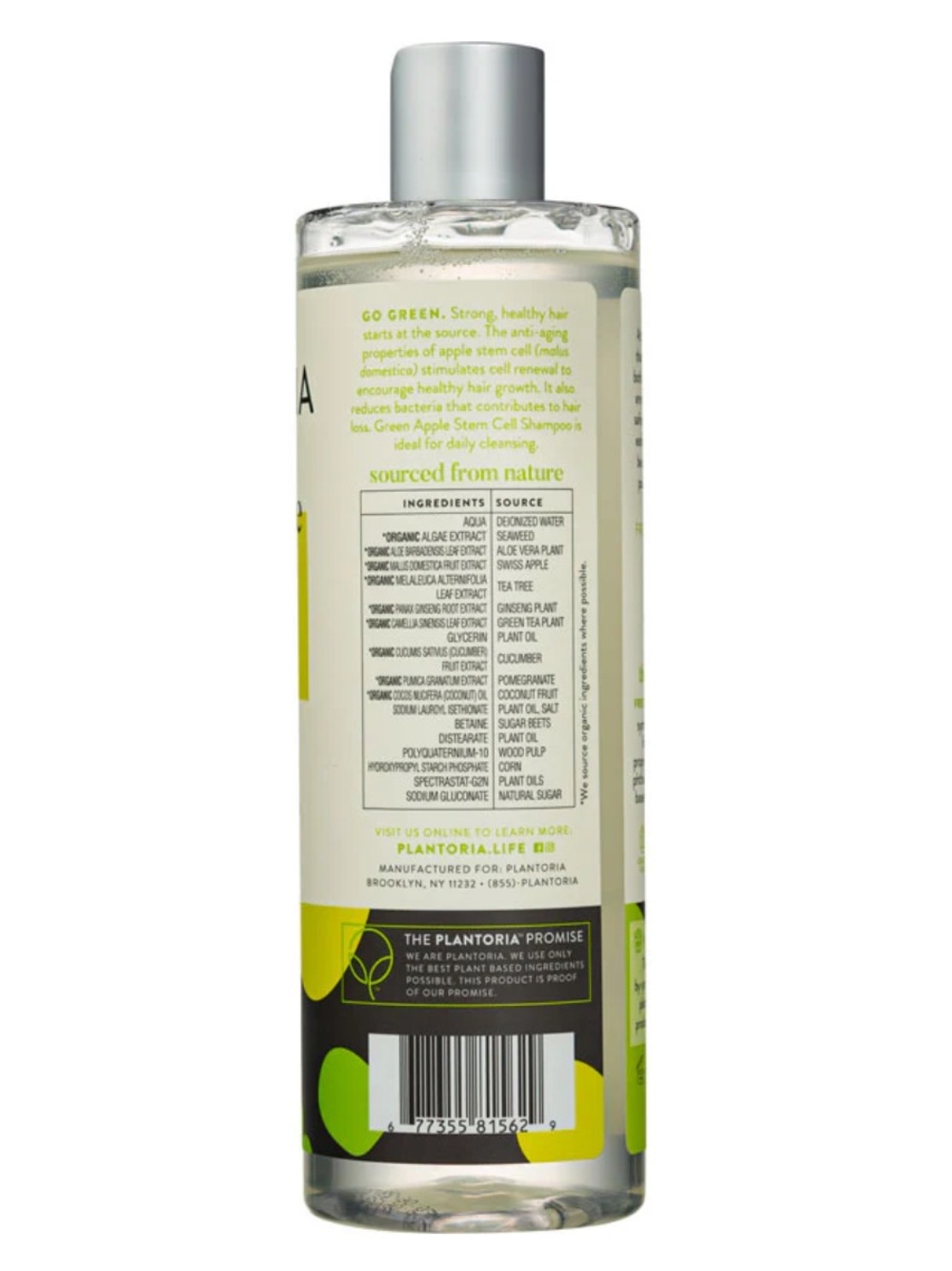Plantoria GREEN APPLE STEM CELL 100% PURE SHAMPOO - Picture 3 of 3